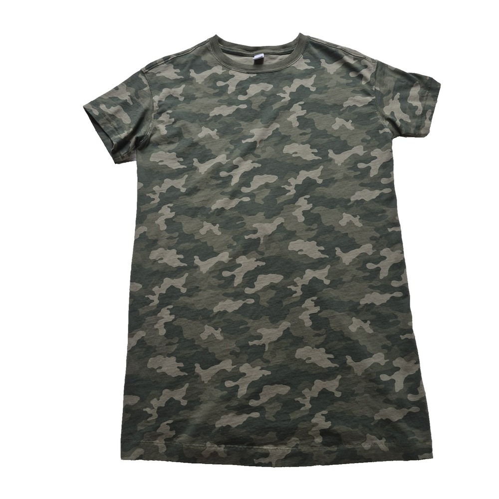 Women's Oversized T Shirt Mini Dress Small Olive Green Camo 100% Cotton Old Navy